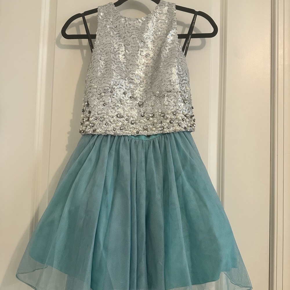 City Triangles Silver and Blue Formal Kids Dress